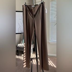 Anne Klein Front Pleated Triple Buttoned Caramel Size 2 Trousers
